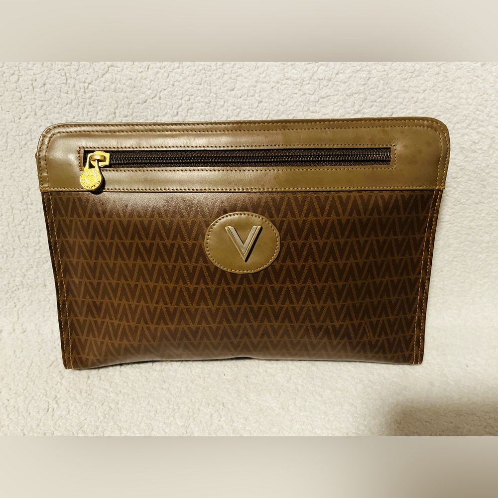 Mario Valentino Monogram Brown Clutch